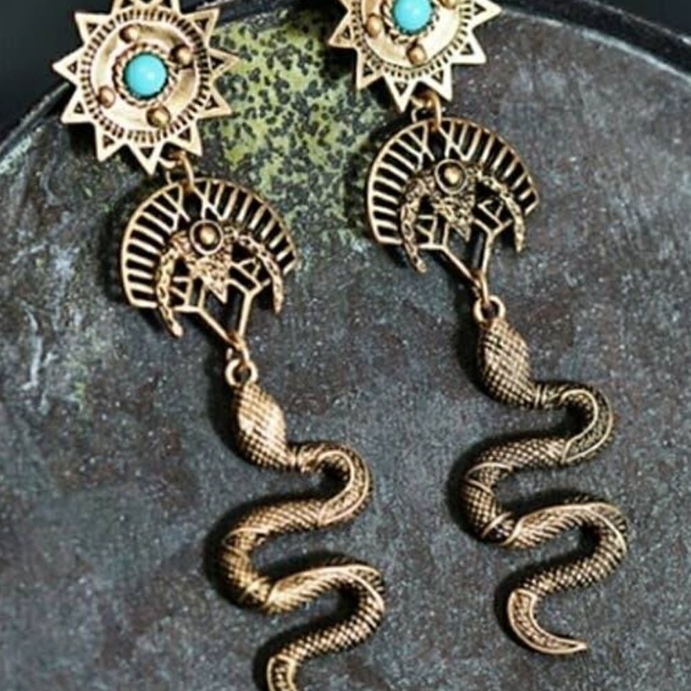 Artisan Goddess Snake Earrings - Picture 15 of 15
